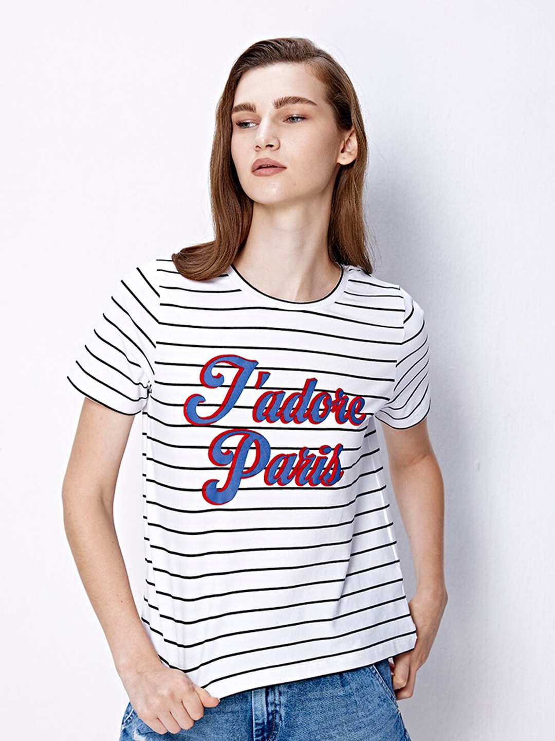 

COVER STORY Striped Slim Fit Cotton T-shirt, Multi