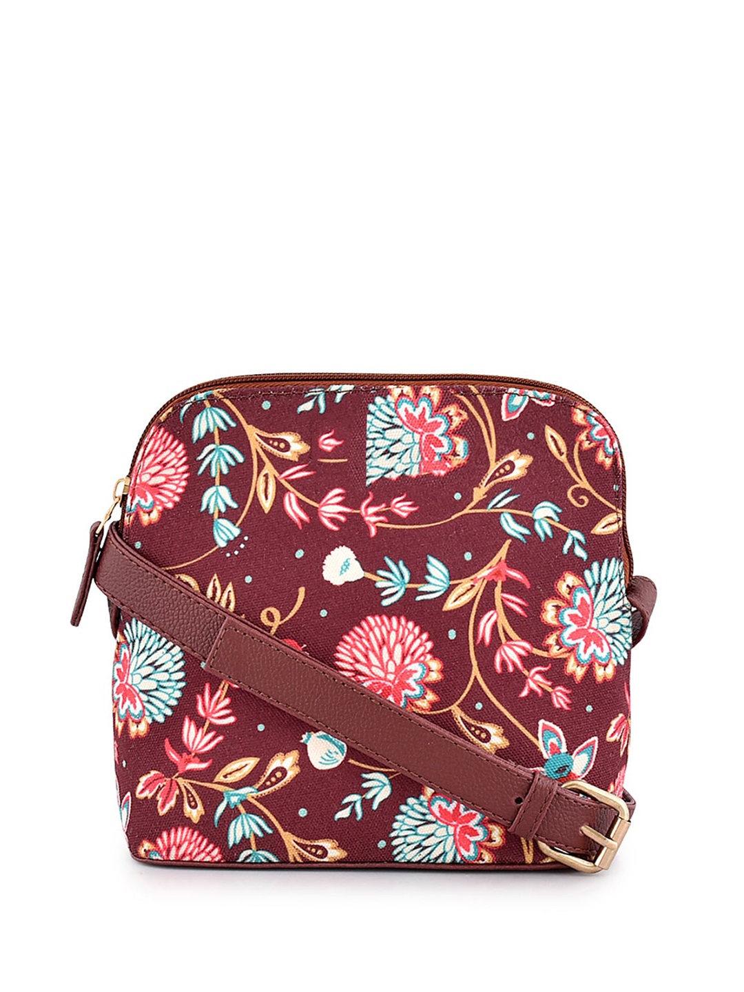 

Anouk Floral Printed Structured Sling Bag, Brown