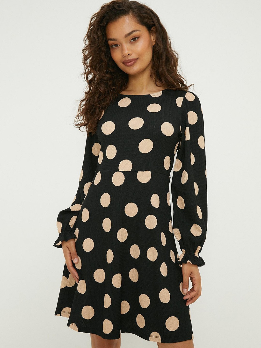 

DOROTHY PERKINS Polka Dot Print Petite A-Line Mini Dress, Black