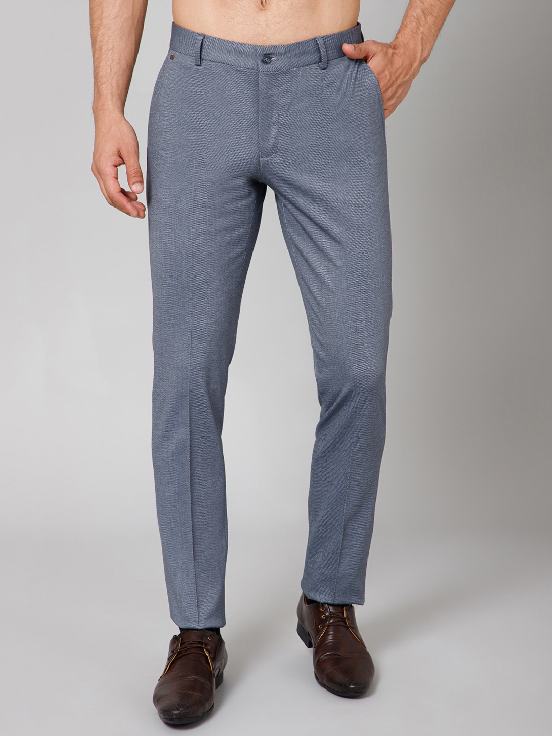 

Cantabil Men Mid Rise Cotton Formal Trousers, Grey