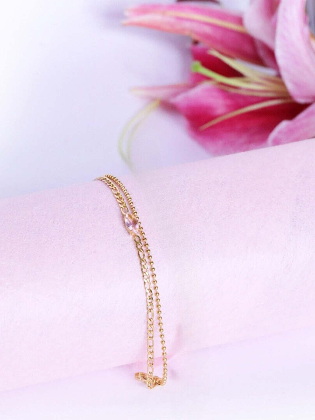 

Inaya Women Gold-Plated Cubic Zirconia Link Bracelet