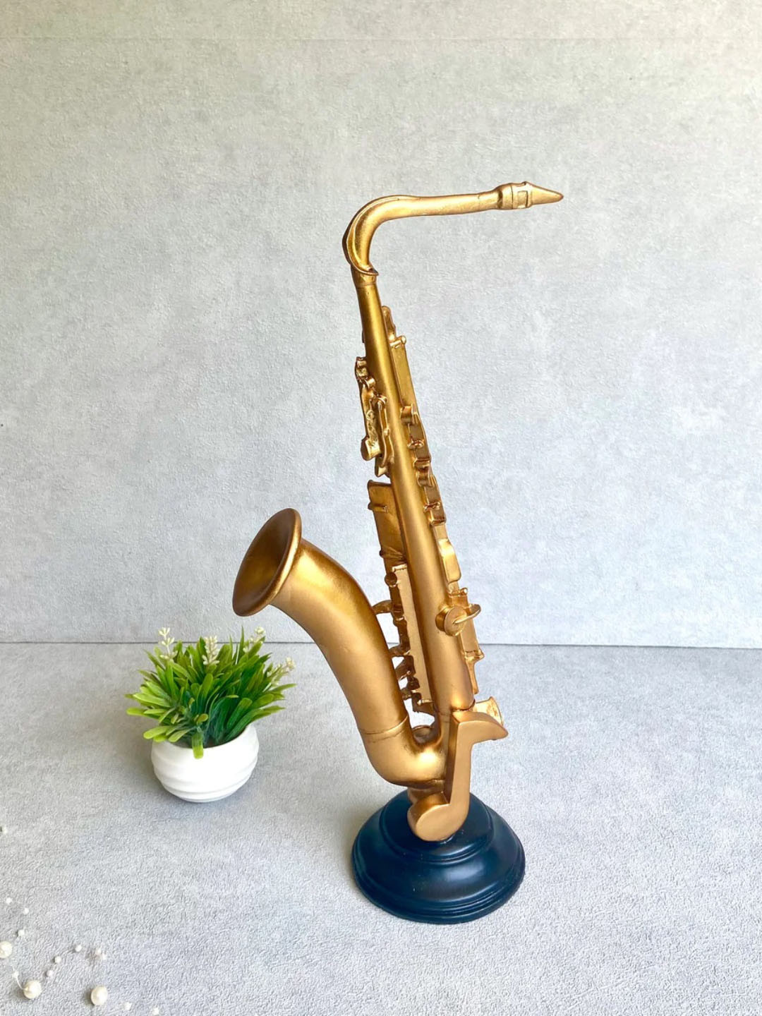 

House of Objects Gianni Gold Toned & Black Textured Saxophone Figurine Showpiece