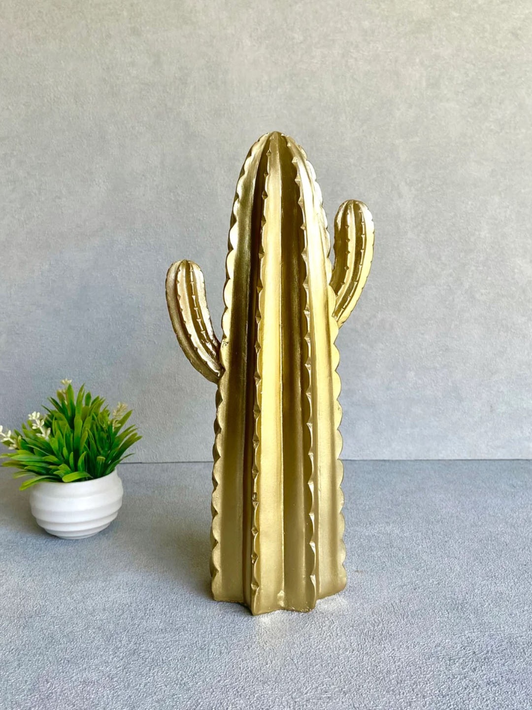 

House of Objects Laverne Gold Toned Cactus Figurine Showpiece