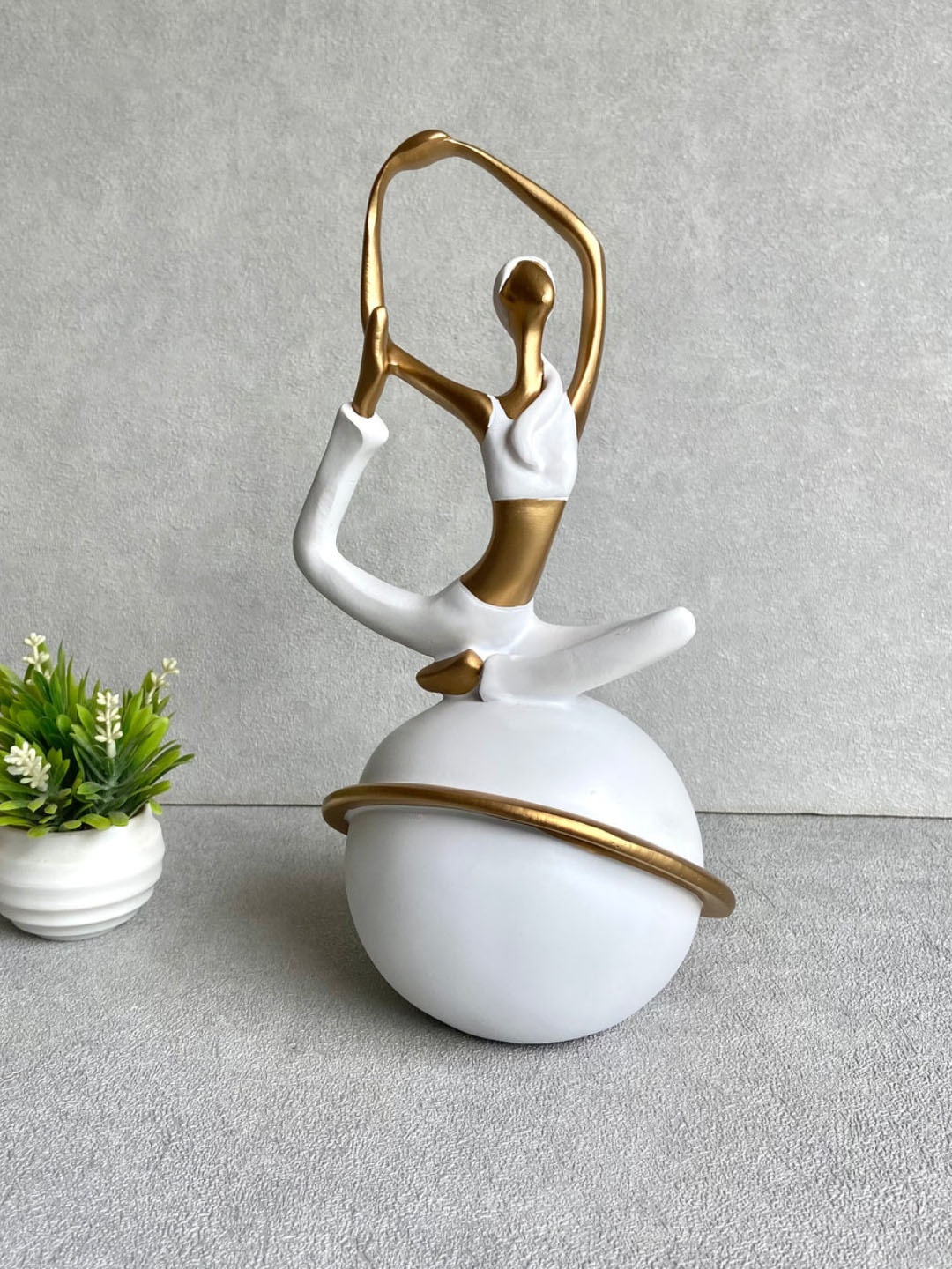 

House of Objects Evelyn White & Gold Toned Yoga Figurine Showpiece