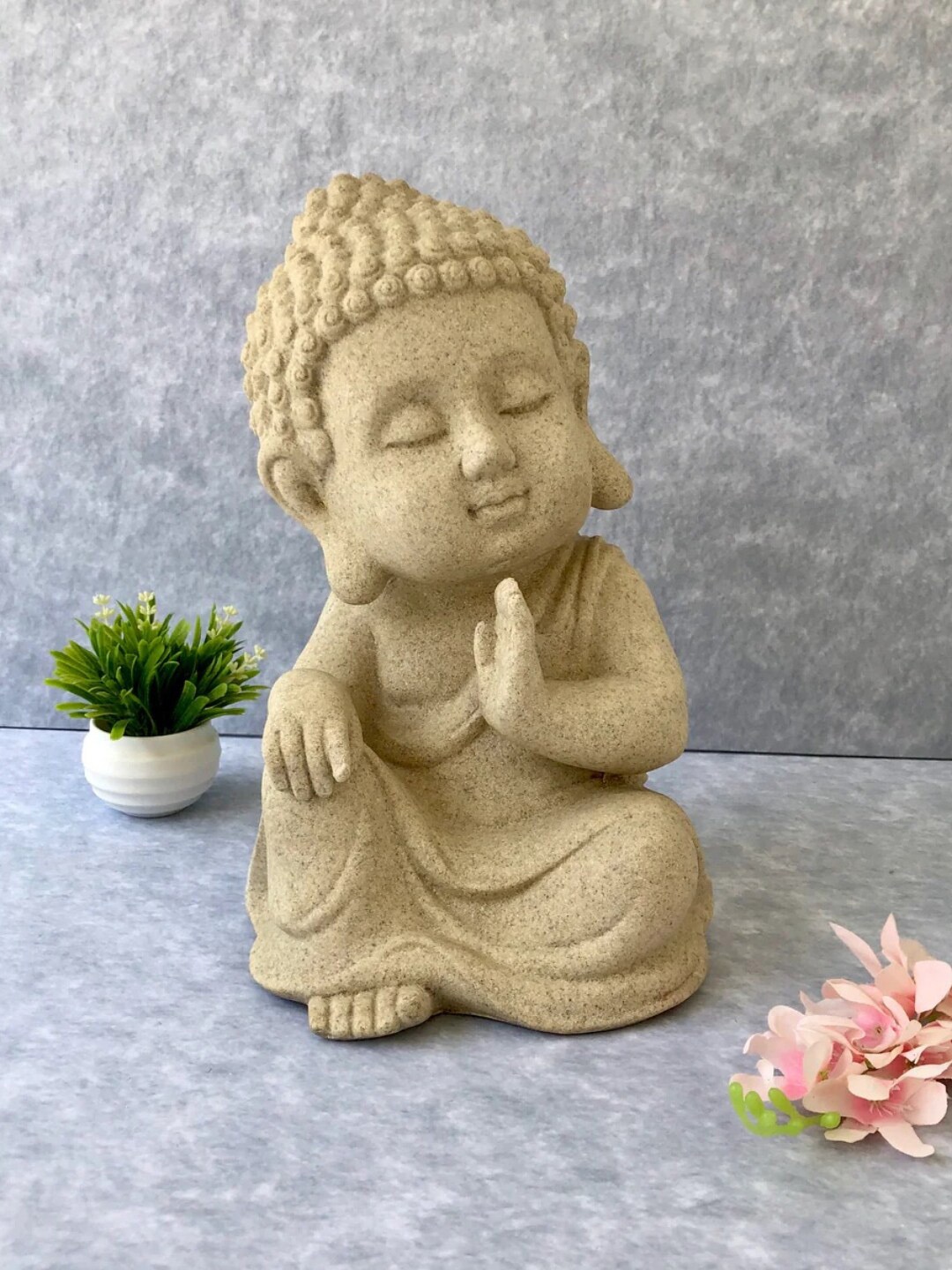 

House of Objects Beige Textured Buddha Showpiece