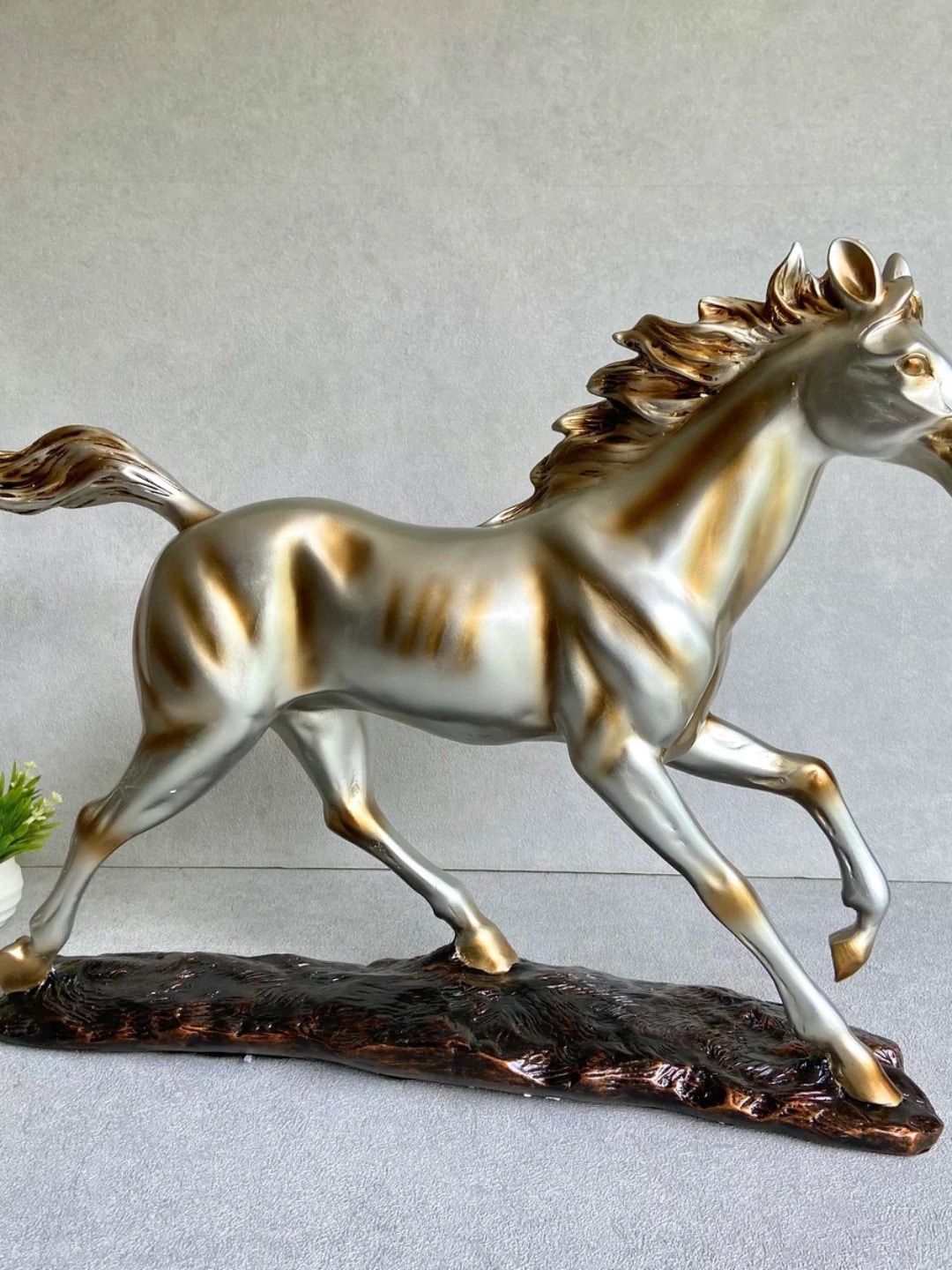 

House of Objects Metallic Toned & Brown Textured Alexia Horse Resin Figurine Showpiece