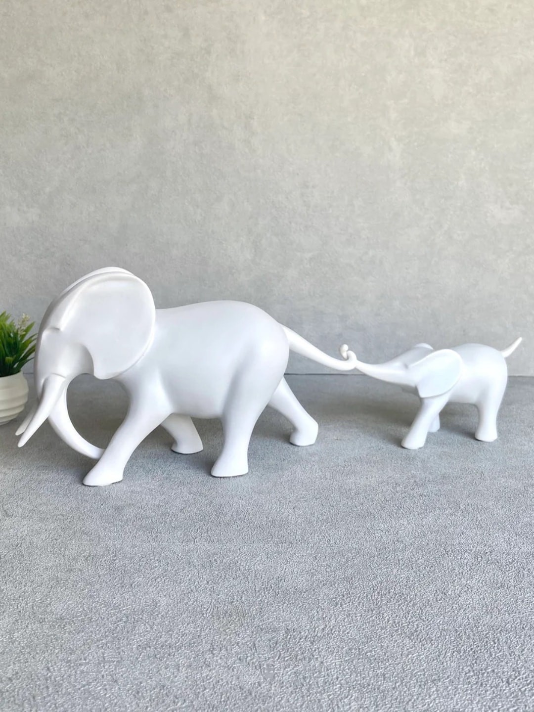 

House of Objects White 2 Pieces Horton Elephant Sculpture Showpieces