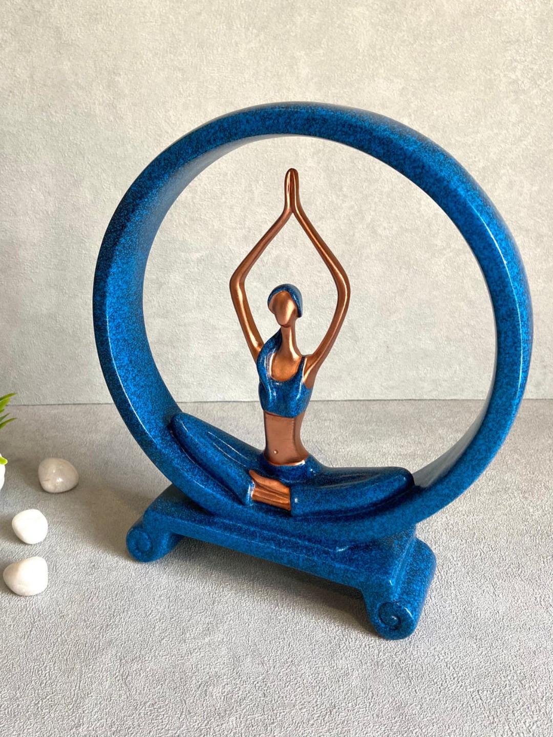 

House of Objects Kristina Blue& Rose Gold Toned Textured Yoga Figurines Showpiece