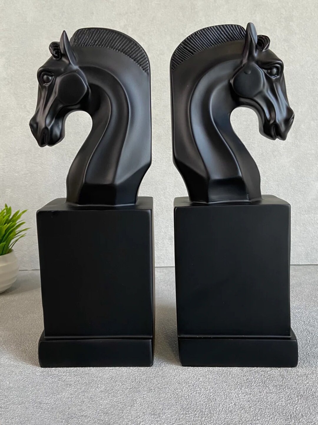 

House of Objects Black 2 Pieces Textured Colt Horse Bookends Polyresin Showpiece