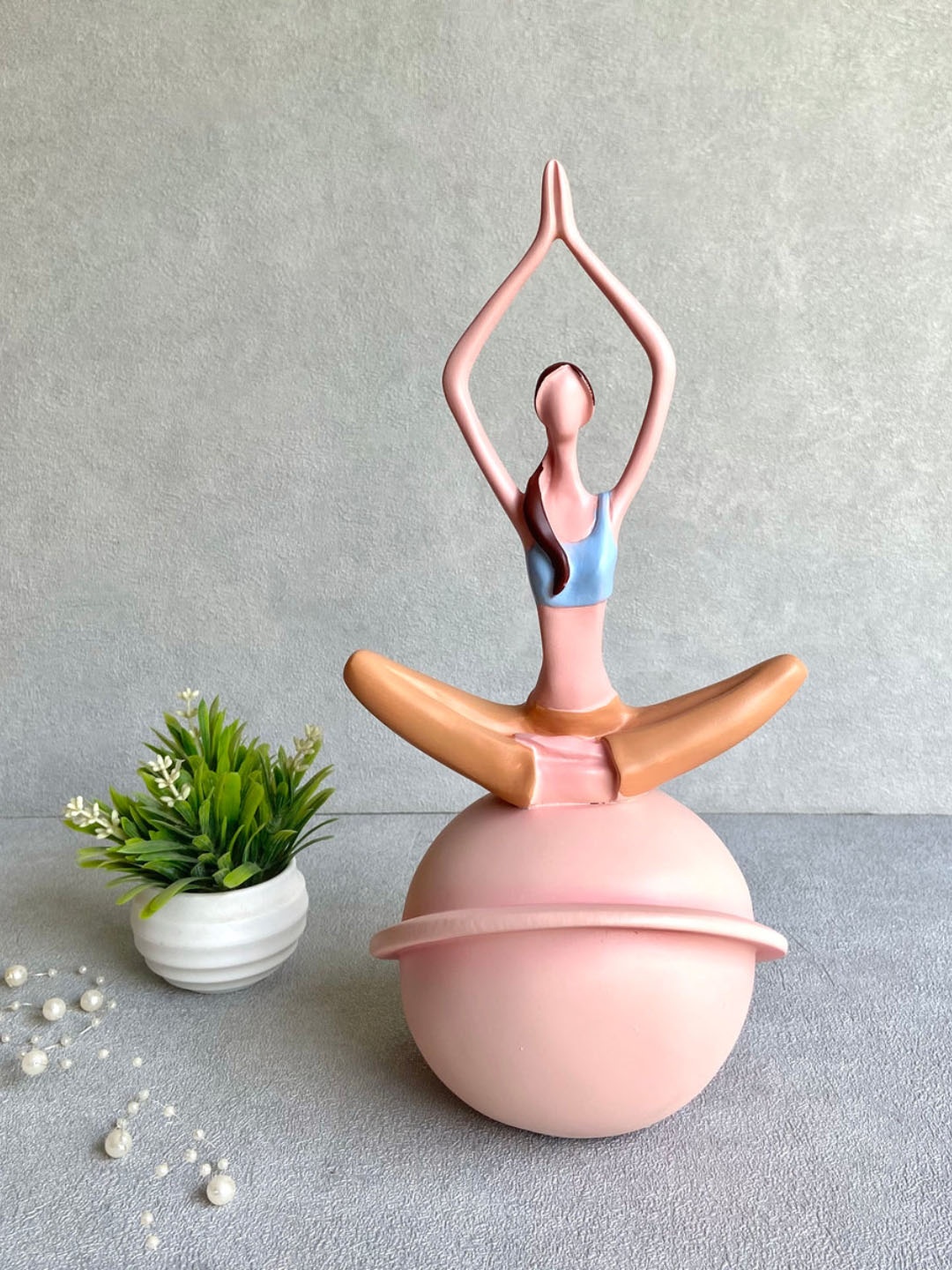 

House of Objects Maya Pink & Yellow Yoga Figurines Medium Size Showpiece