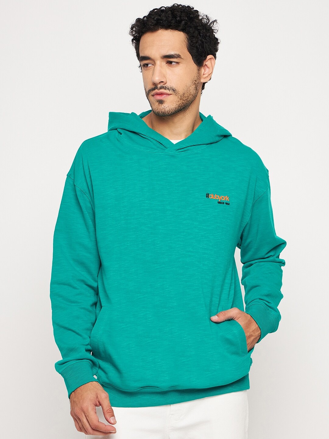 

Club York Hooded Long Sleeves Cotton Pullover, Green