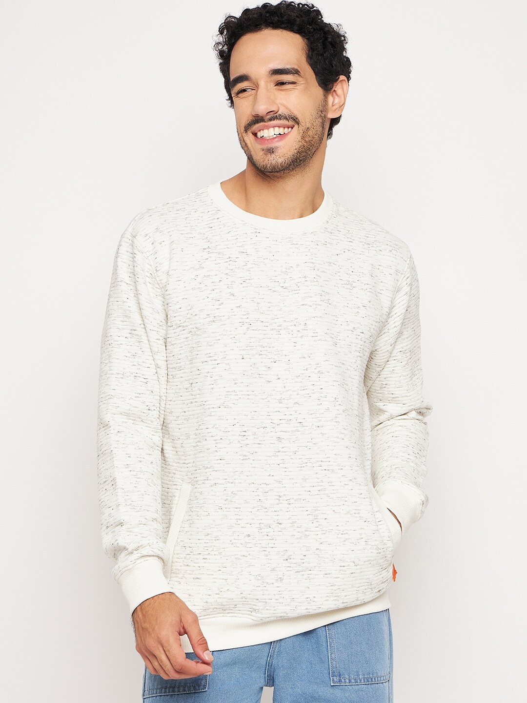 

Club York Self Designed Long Sleeves Cotton Pullover, White