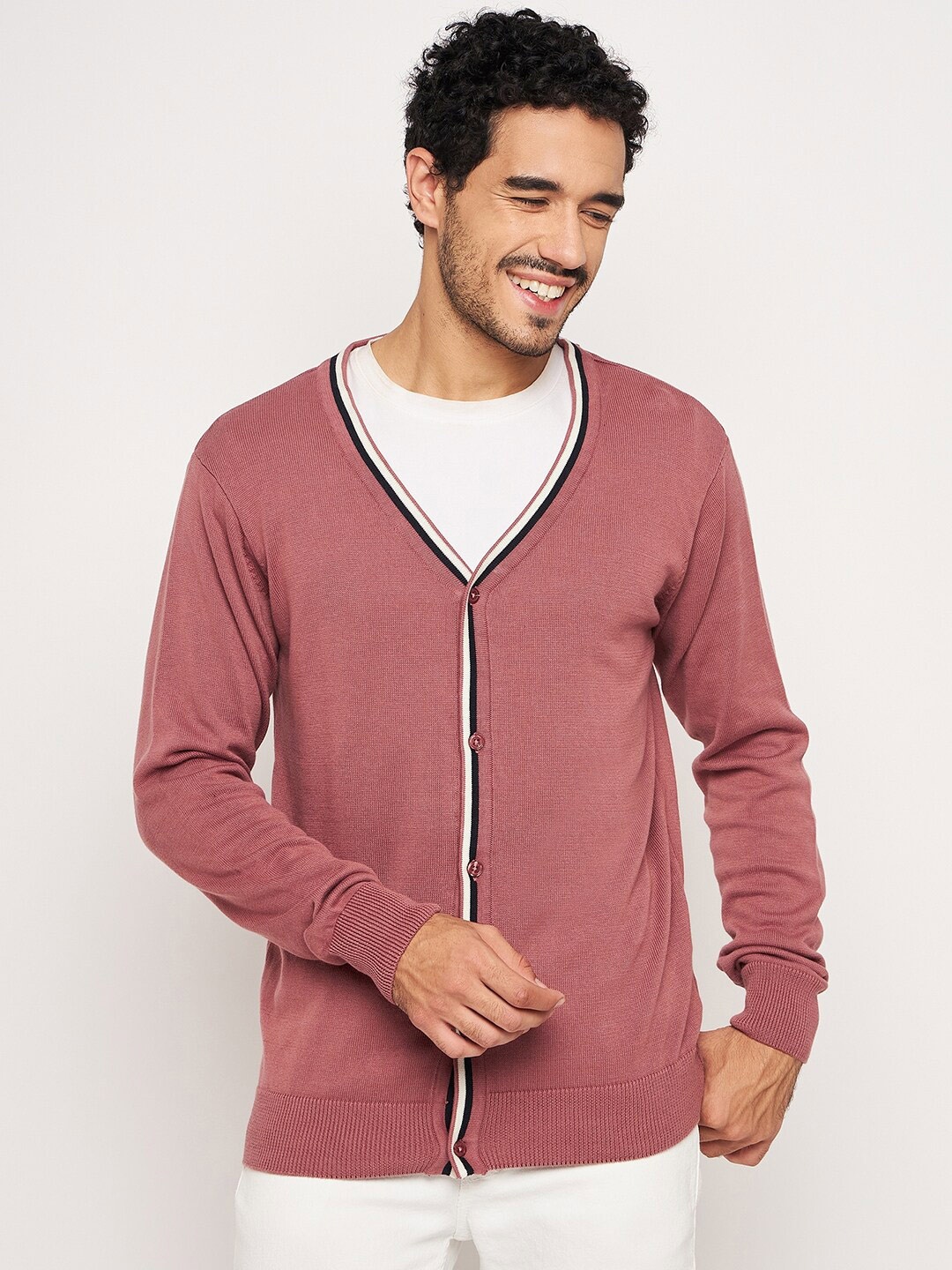 

Club York V-Neck Cotton Cardigan, Pink