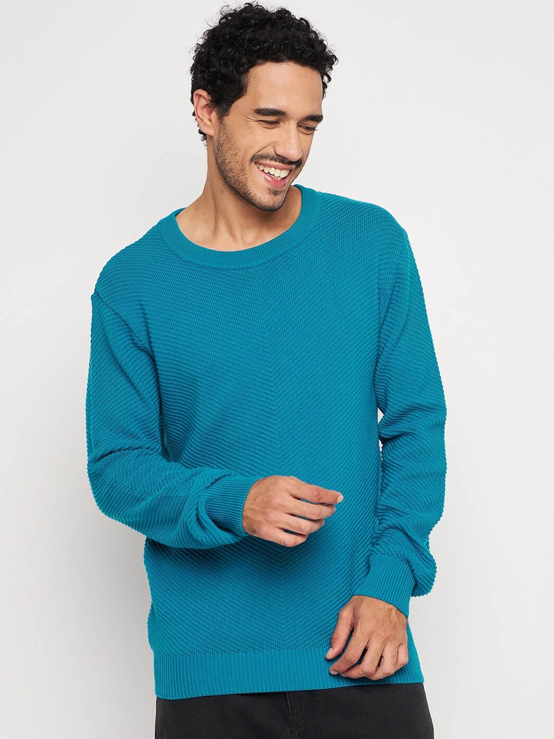 

Club York Chevron Self Design Cotton Pullover, Teal