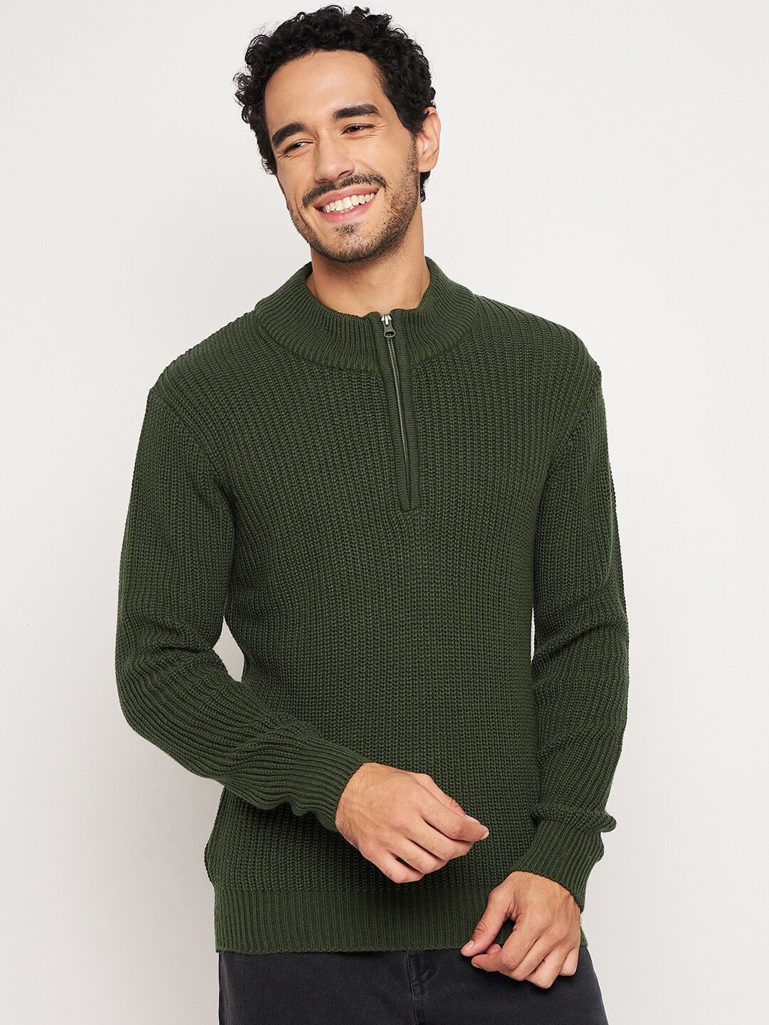 

Club York Striped Mock Collar Acrylic Pullover, Olive