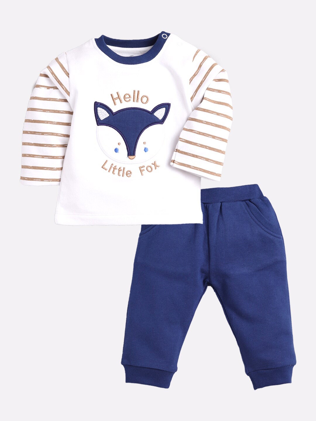 

BABY GO Infants Boys Printed Pure Cotton T-shirt With Pyjamas, Navy blue