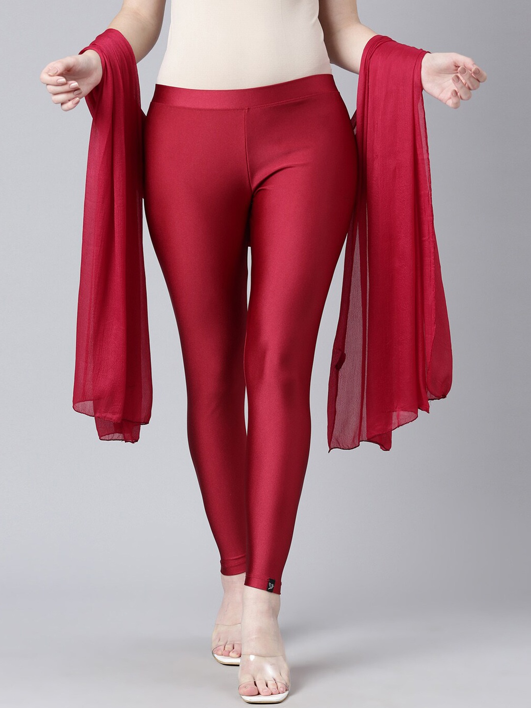 

TWIN BIRDS Velvet Shimmer Legging with Shawl, Red