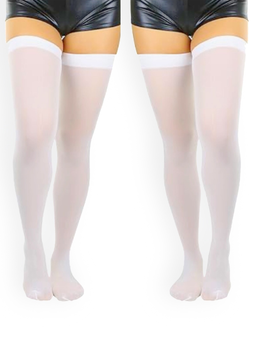 

BAESD Women Set Of 2 Thigh High Stockings, White