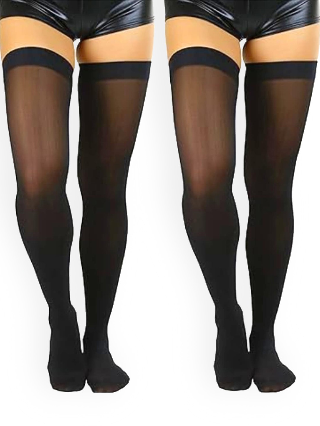 

BAESD Women Pack Of 2 Thigh-High Sheered Stockings, Black