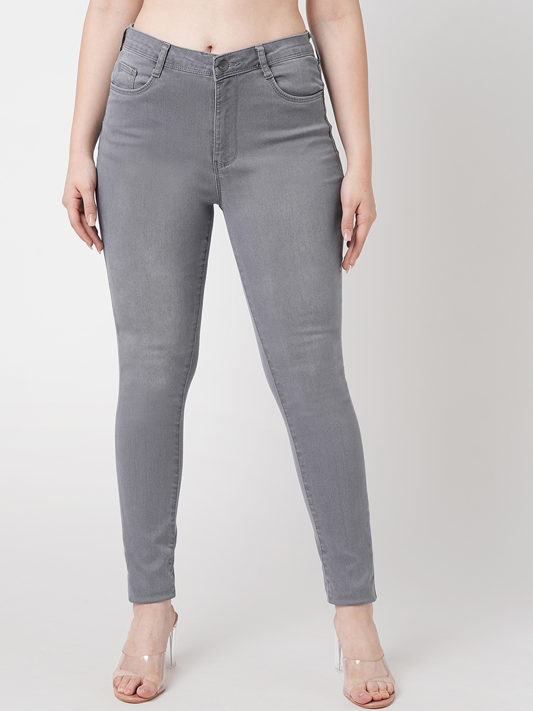 

Kraus Jeans Women Skinny Fit High-Rise Stretchable Jeans, Grey
