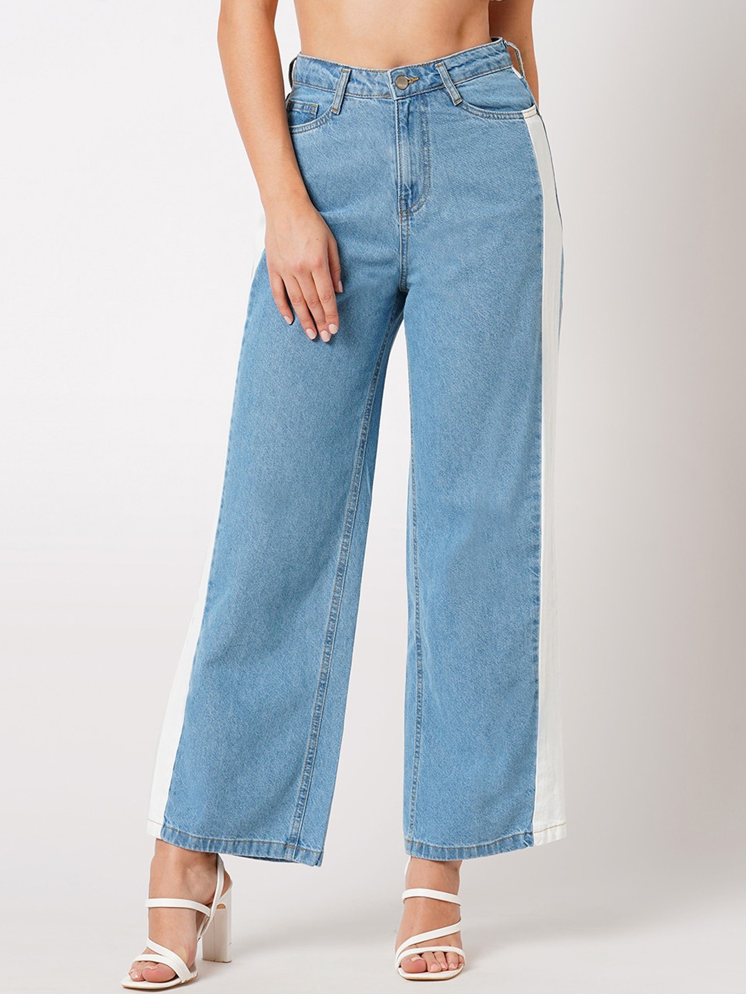 

Kraus Jeans Women Wide Leg High-Rise Pure Cotton Jeans, Blue
