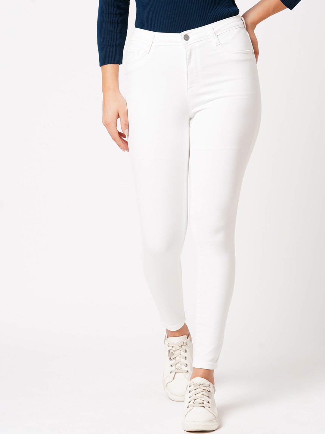 

Kraus Jeans Women Skinny Fit High-Rise Cotton Jeans, White