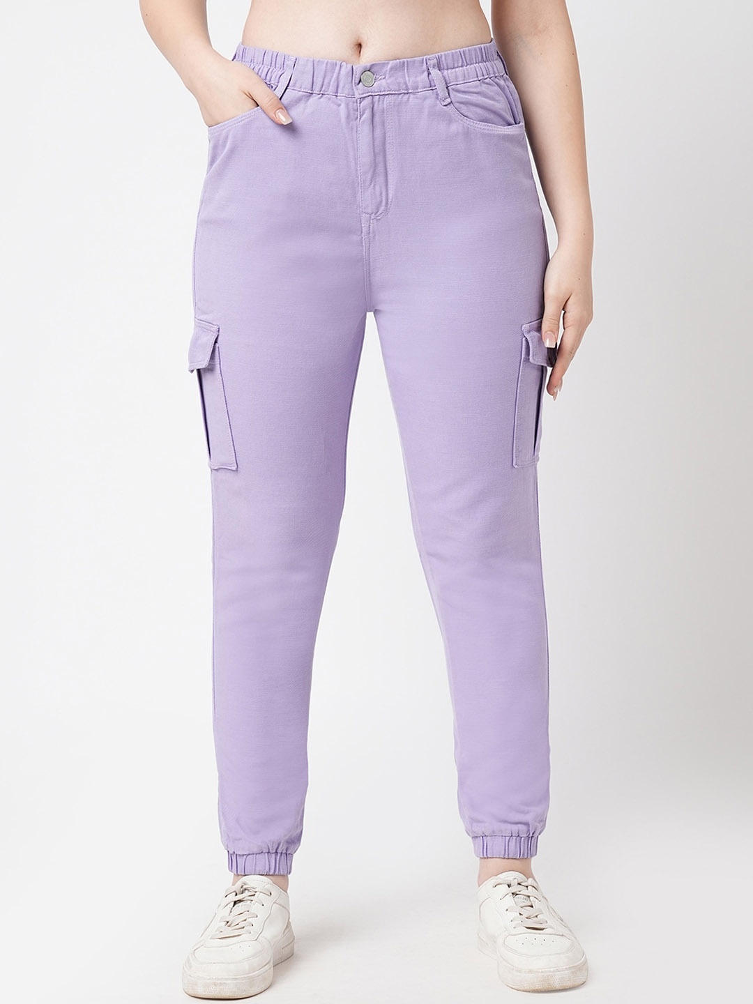 

Kraus Jeans Women Loose Fit High-Rise Joggers, Purple