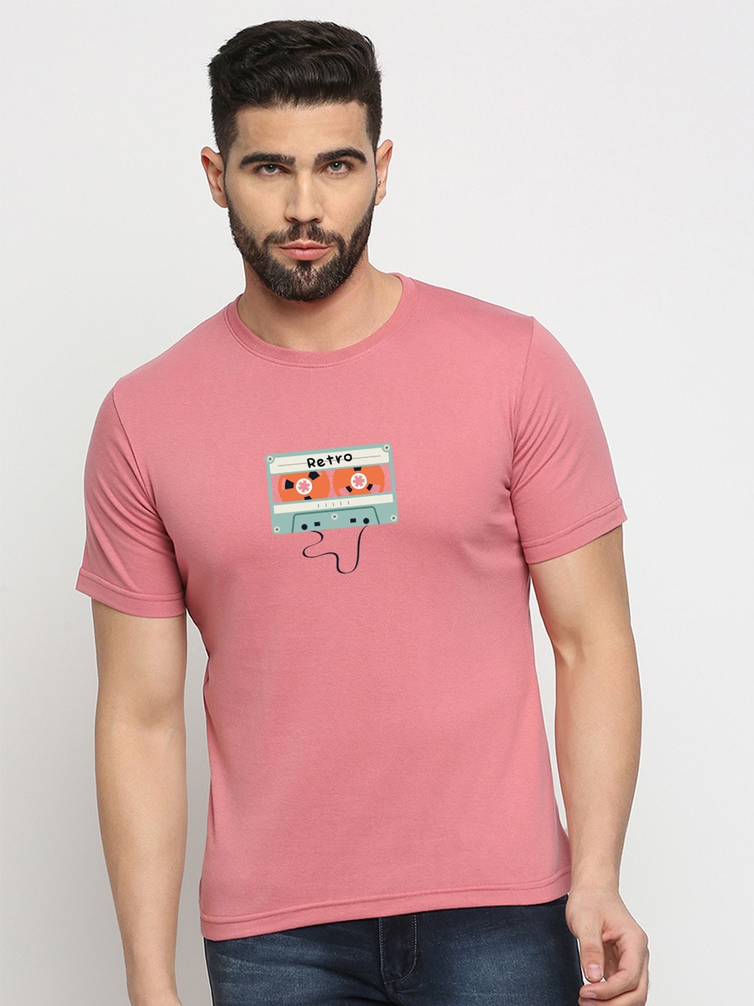 

MOD ECRU Graphic Printed Cotton T-shirt, Pink