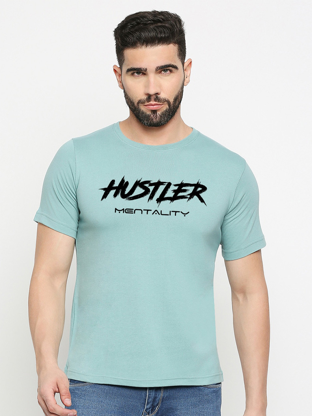 

MOD ECRU Typography Printed Cotton T-shirt, Green