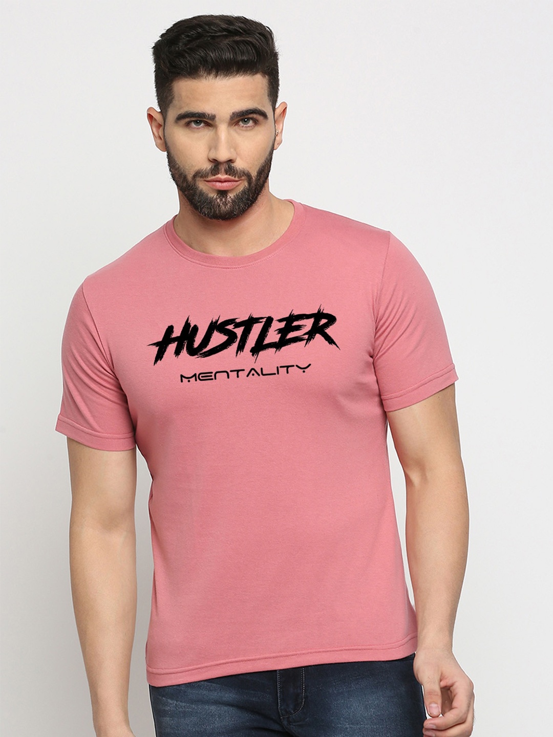

MOD ECRU Typography Printed Cotton T-shirt, Pink