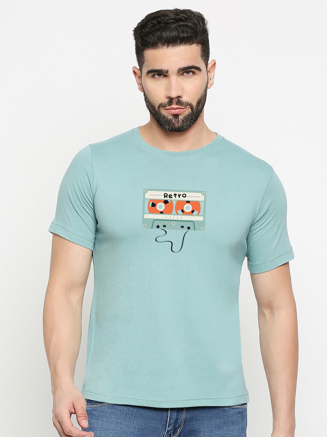 

MOD ECRU Graphic Printed Cotton T-shirt, Green