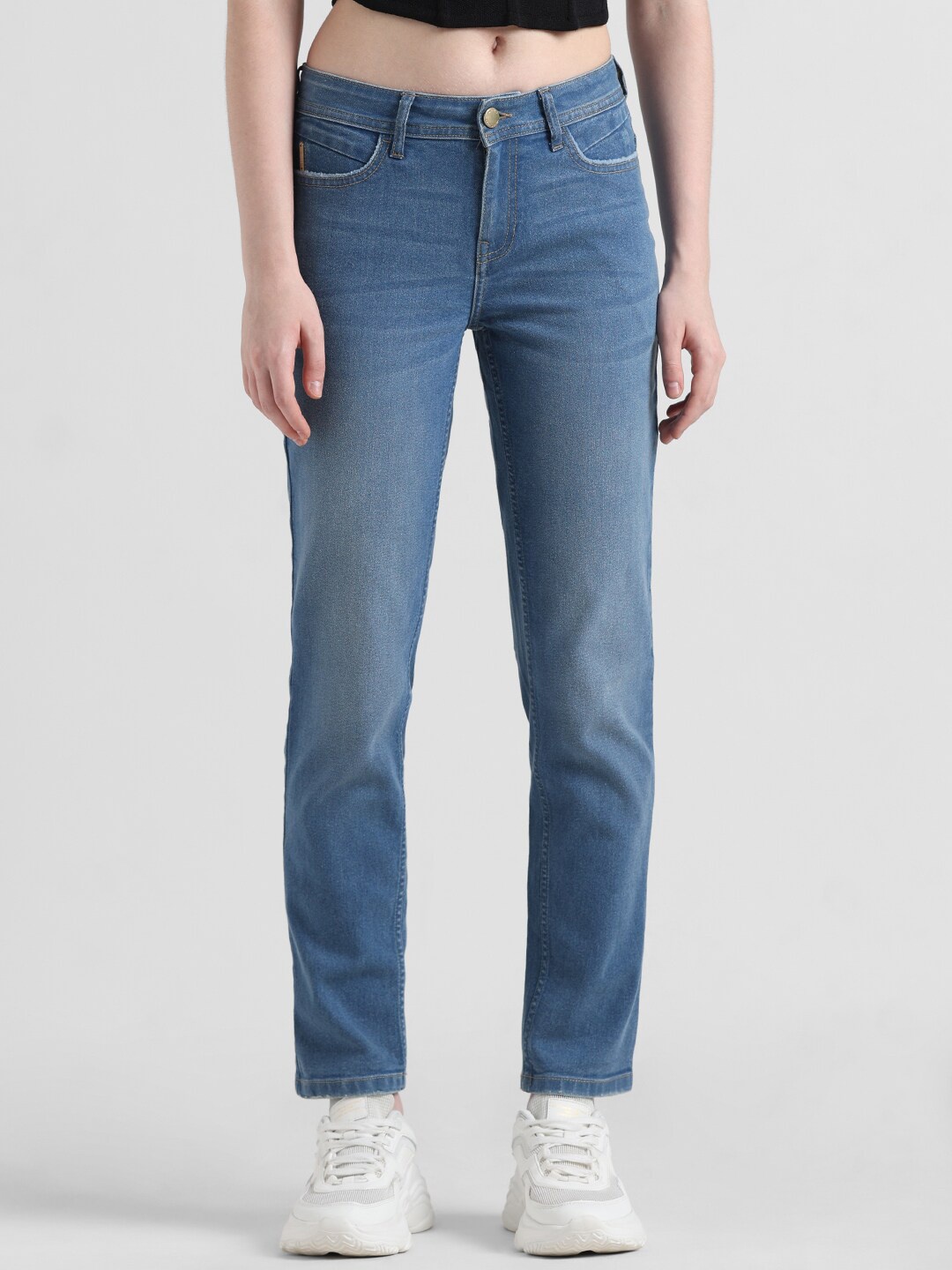 

ONLY Women Skinny Fit Heavy Fade Stretchable Jeans, Blue
