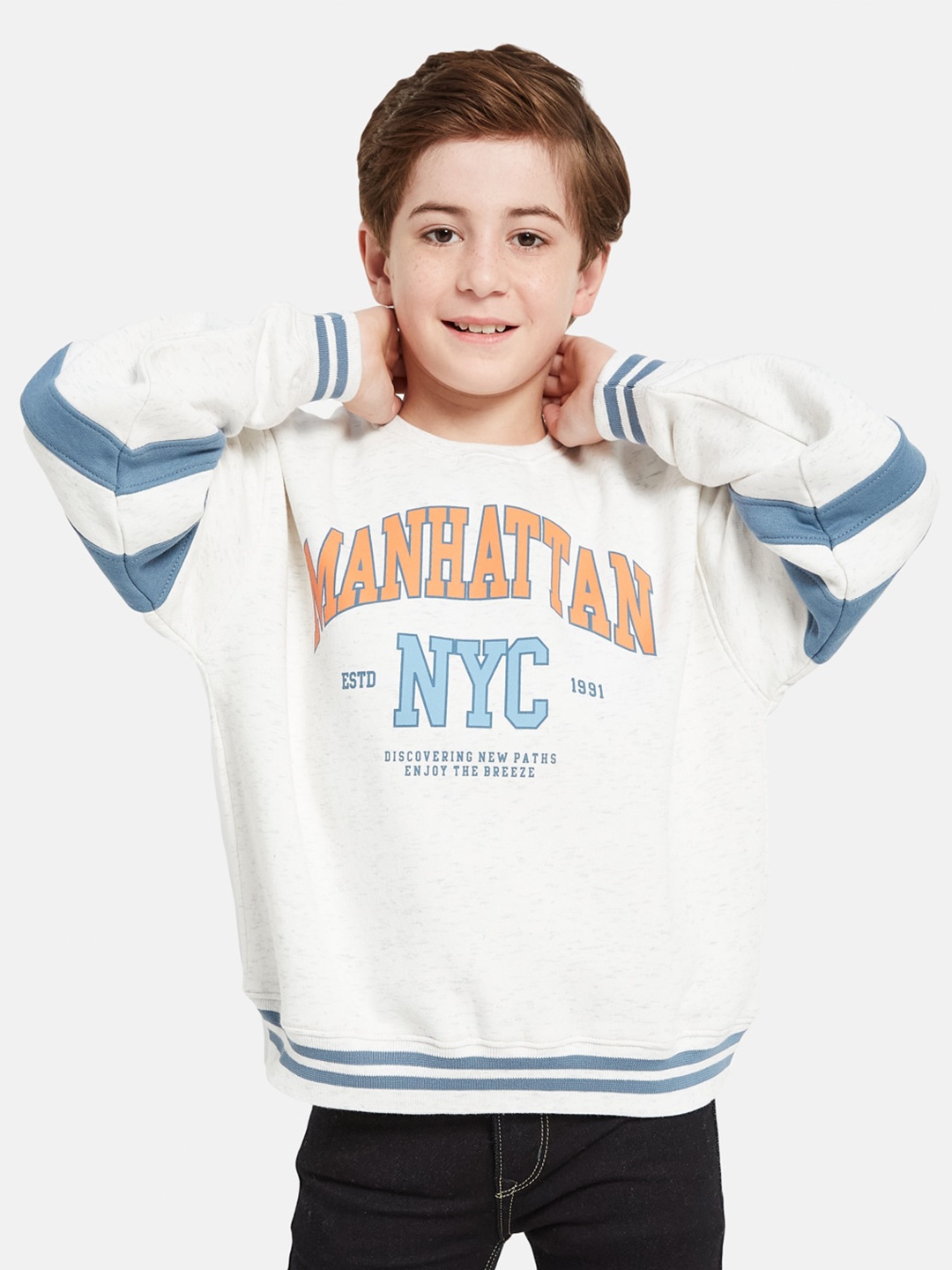 

Octave Boys Typography Printed Fleece Sweatshirt, White