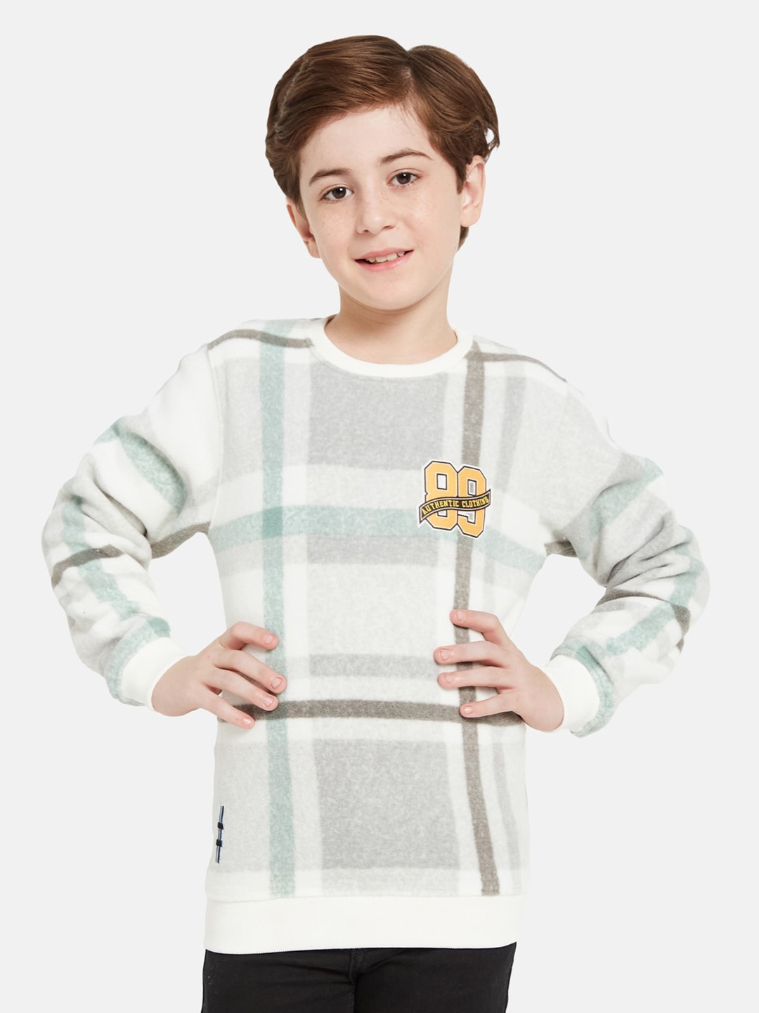 

Octave Boys Checked Fleece Pullover, Grey