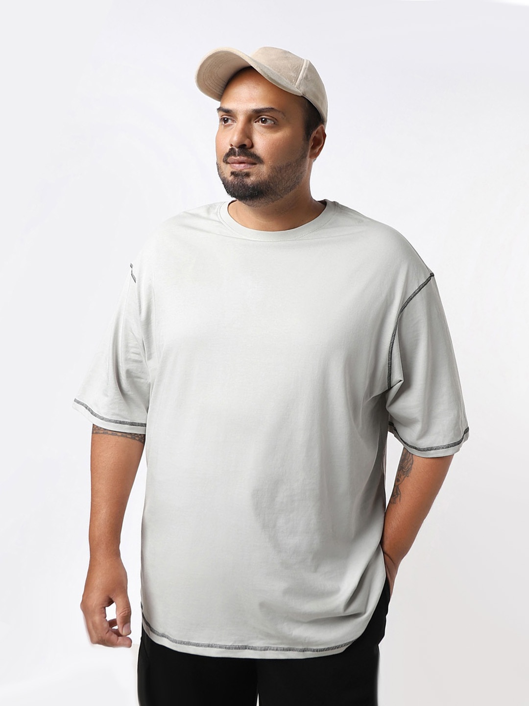 

Bewakoof Plus Size Cotton Oversized T-shirt, Blue