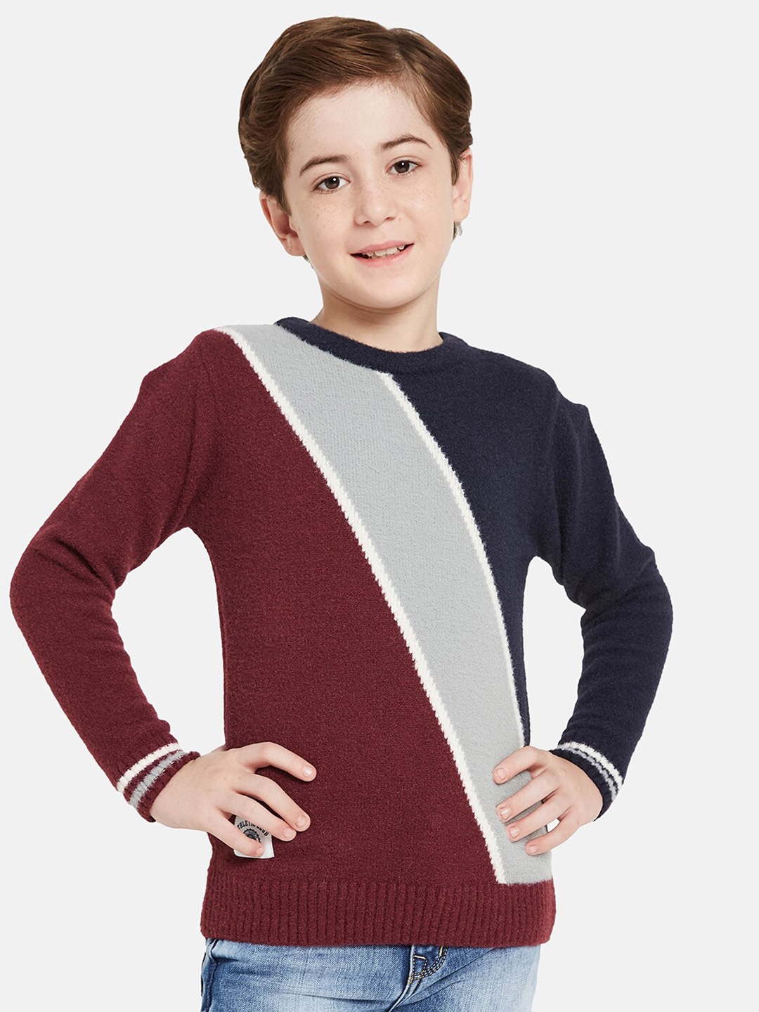 

Octave Boys Colourblocked Pullover, Maroon