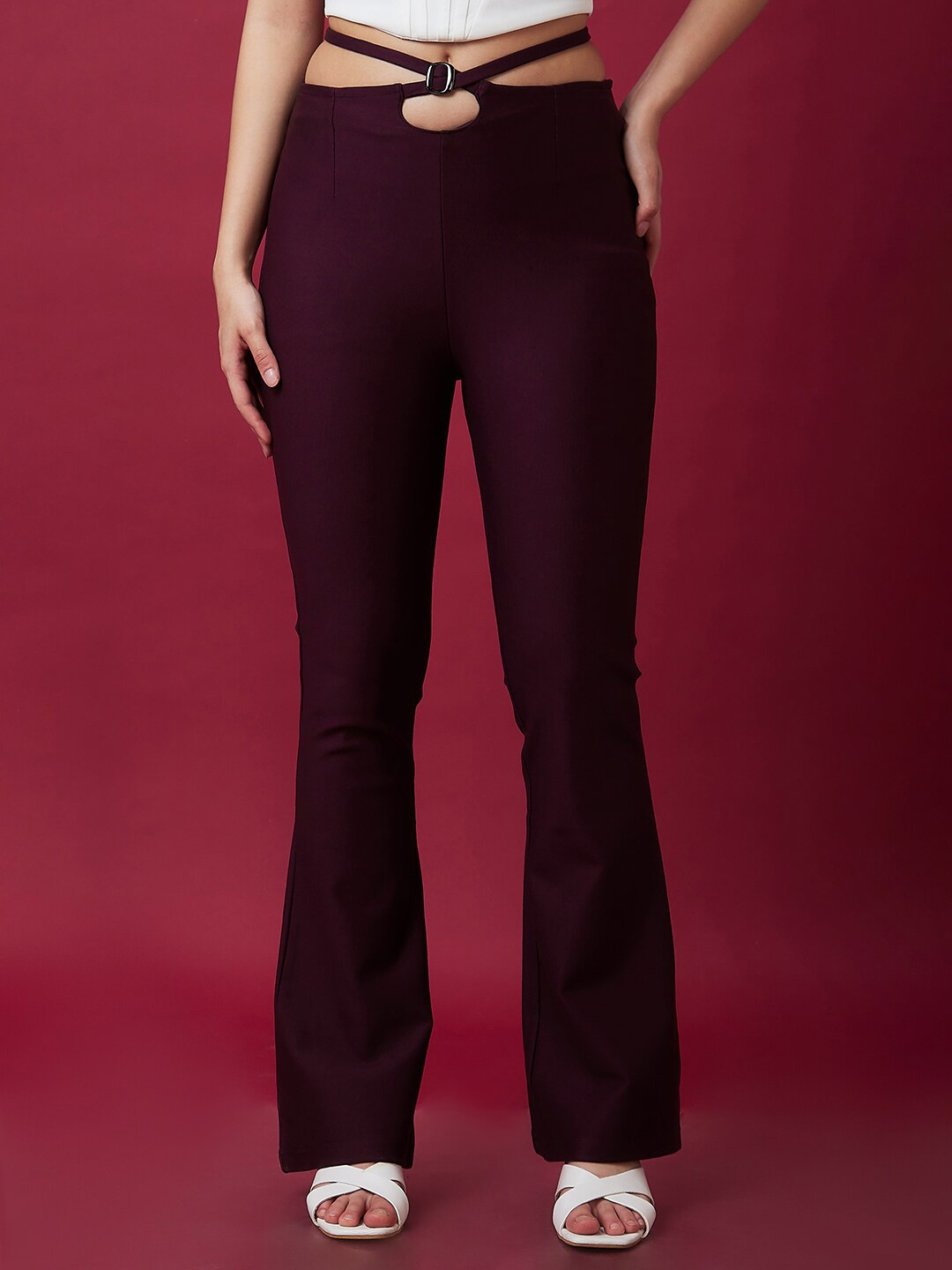 

Globus Women High-Rise Tie-Up Tregging, Maroon