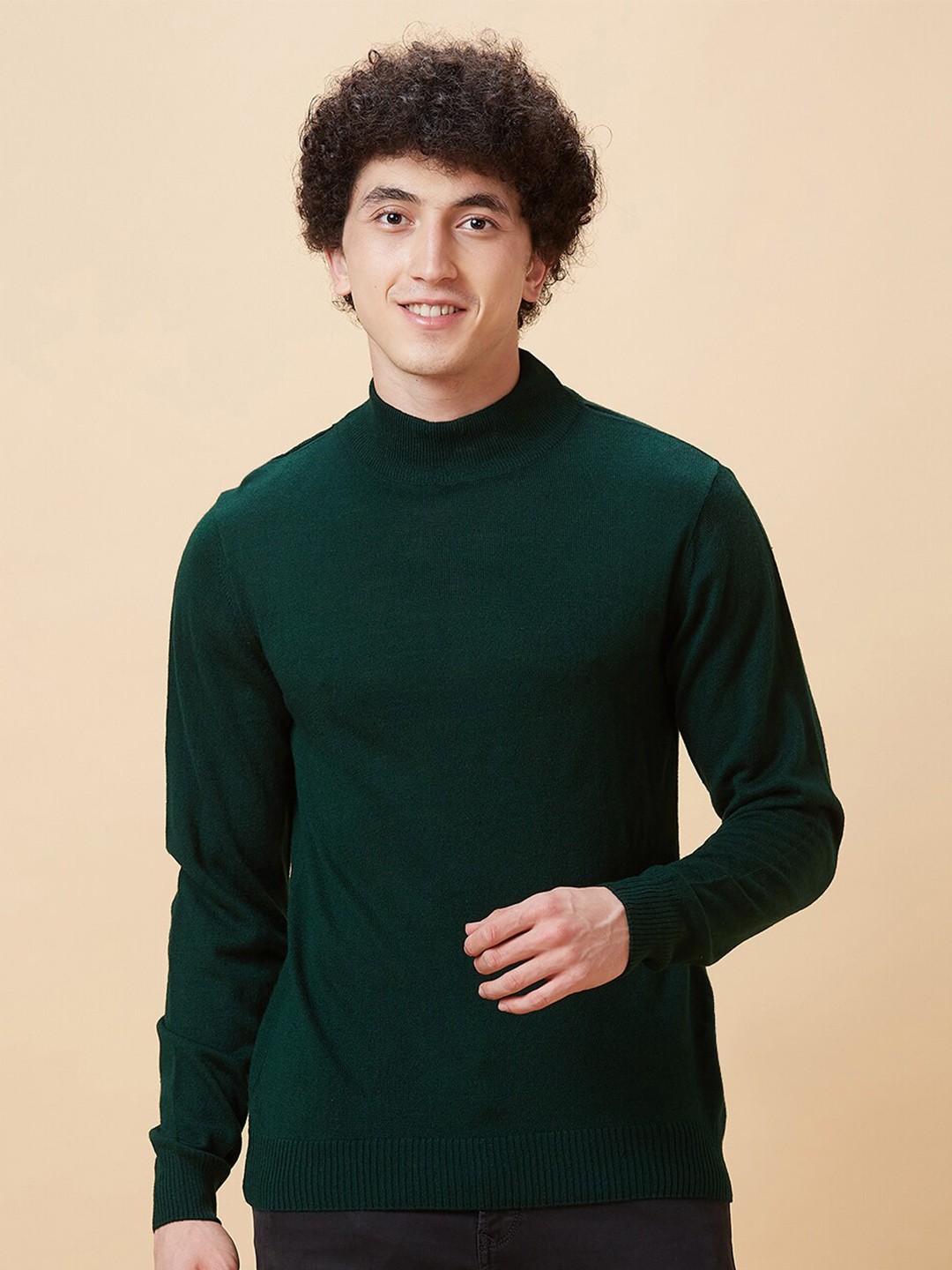 

Globus Green High Neck Long Sleeves Acrylic Wool Pullover Sweater