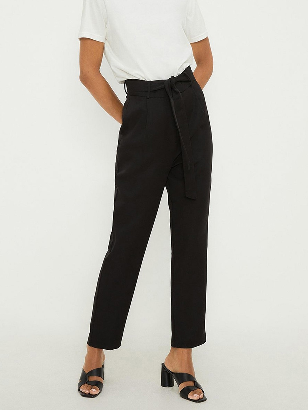 

DOROTHY PERKINS Women Slim Fit Trousers with Belt, Black