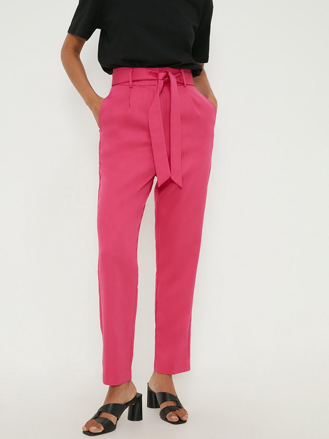

DOROTHY PERKINS Women Slim Fit Trousers with Belt, Pink