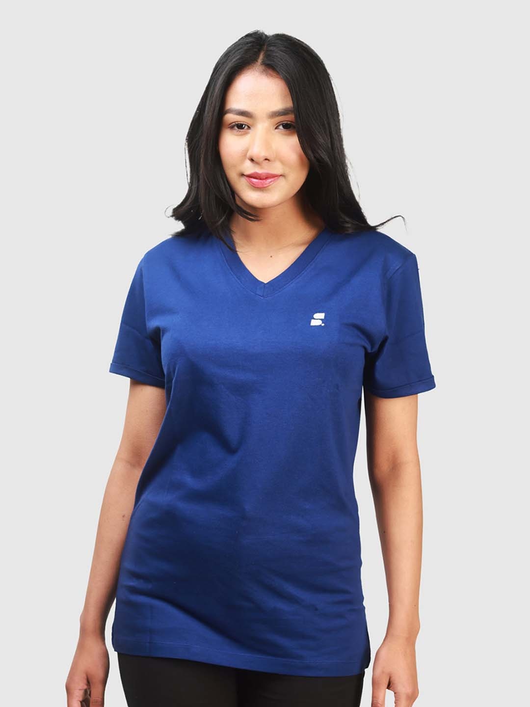 

SUMISO V-Neck Cotton T-shirt, Blue