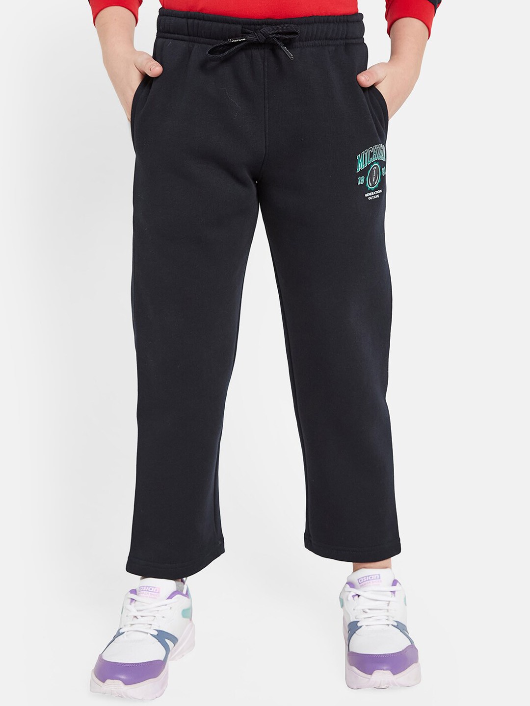 

Octave Boys Mid-Rise Fleece & Cotton Sports Track Pants, Navy blue