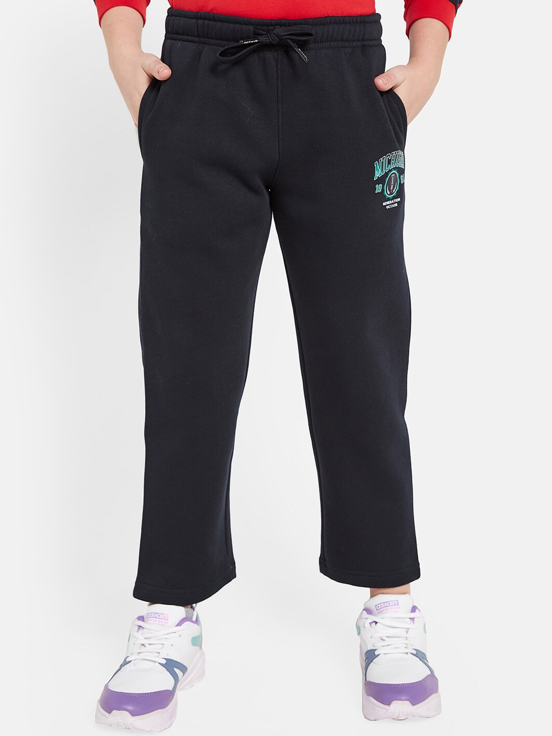 

Octave Boys Cotton Mid-Rise Track Pants, Navy blue
