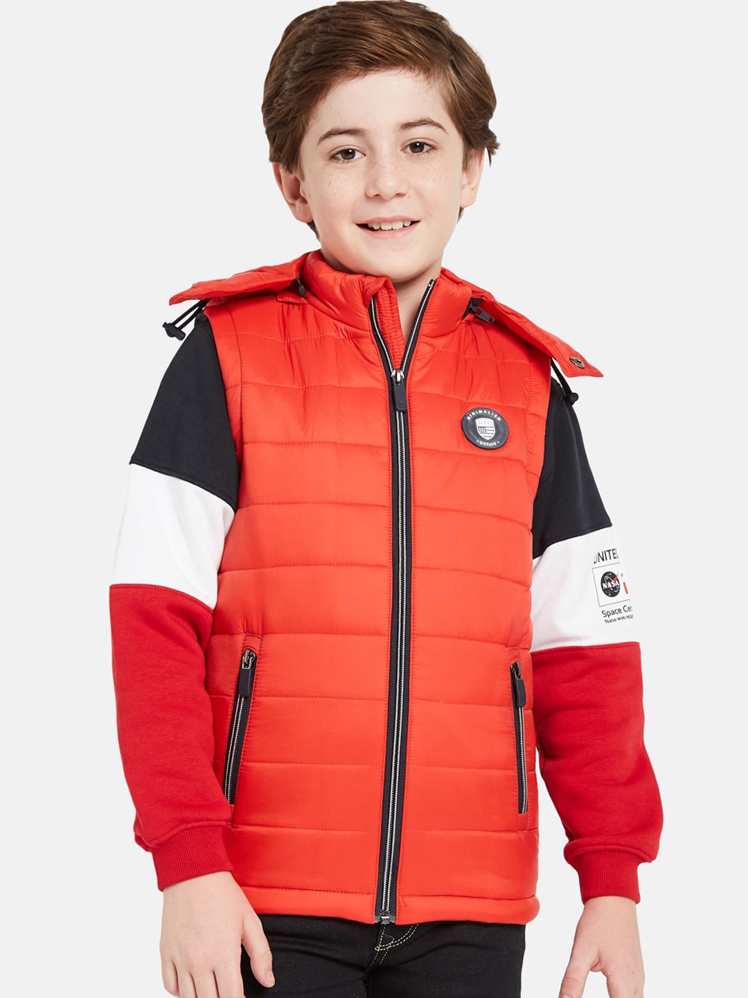 

Octave Boys Colourblocked Puffer Jacket, Red