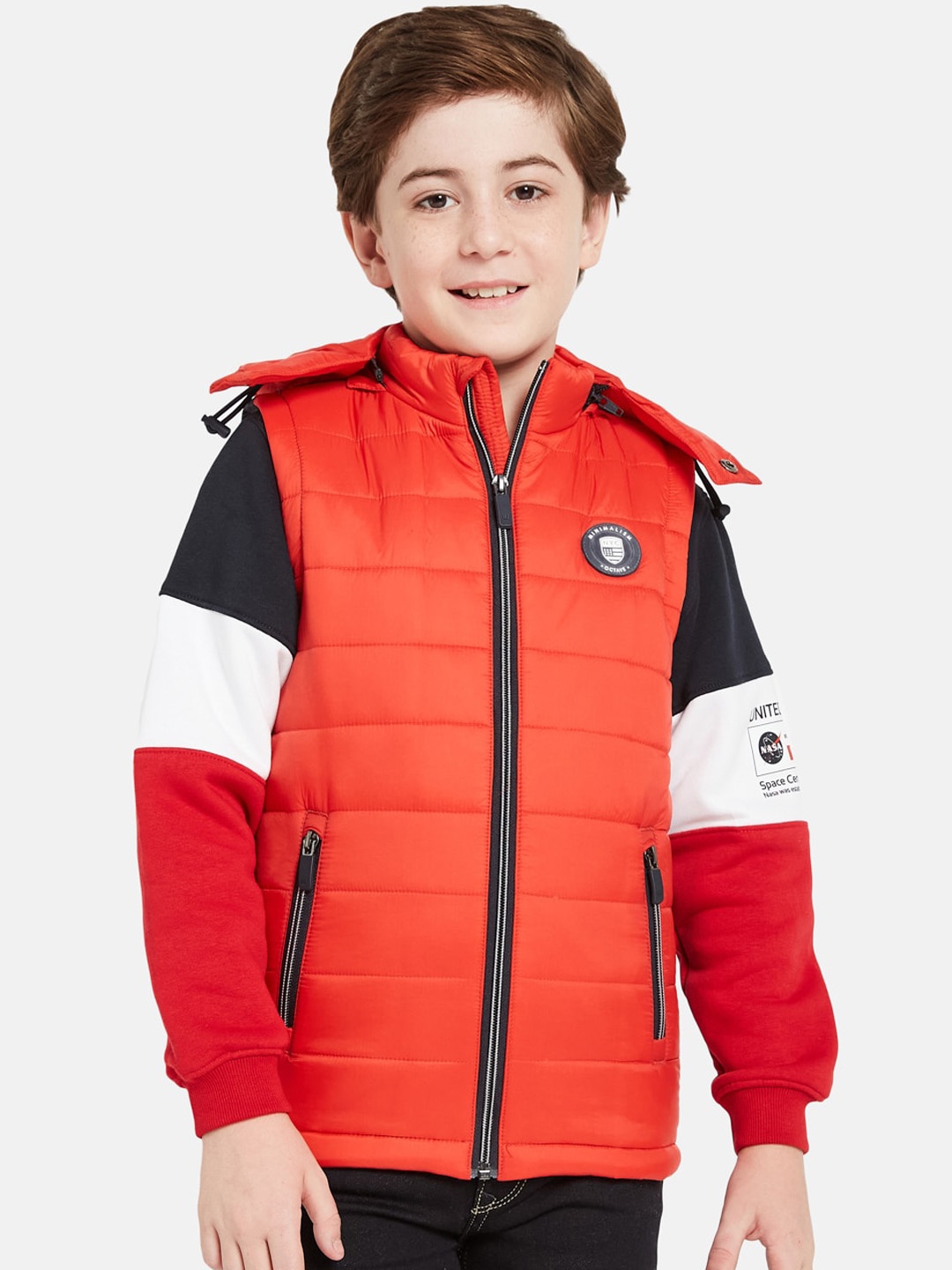 

Octave Boys Colourblocked Puffer Jacket, Red