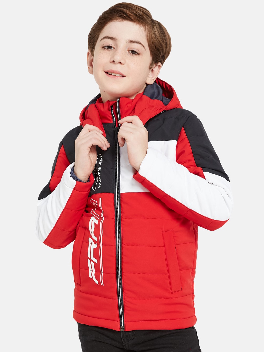 

Octave Boys Colourblocked Puffer Jacket, Red