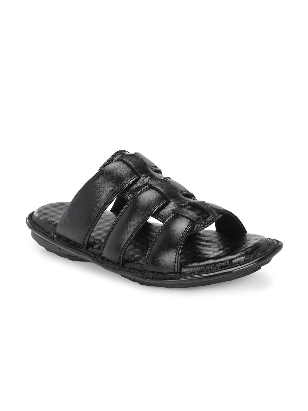 

Azzaro Black Men Leather Comfort Sandals