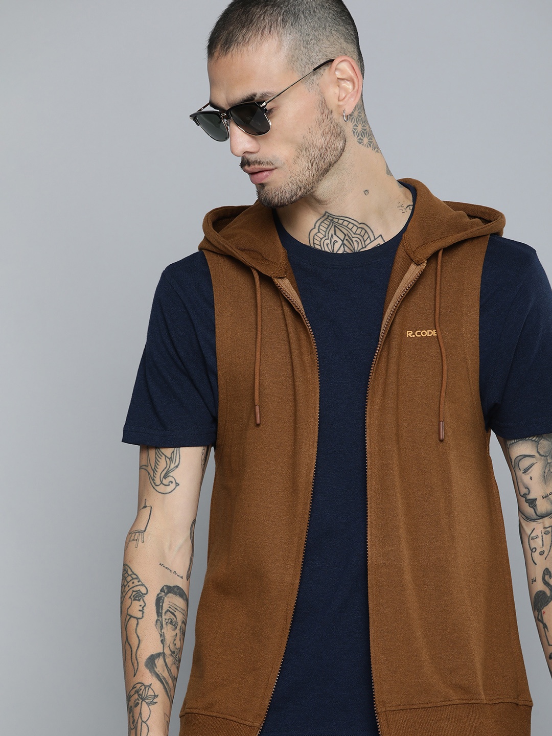 

R.Code by The Roadster Life Co. Men Hooded Sweatshirt, Mustard