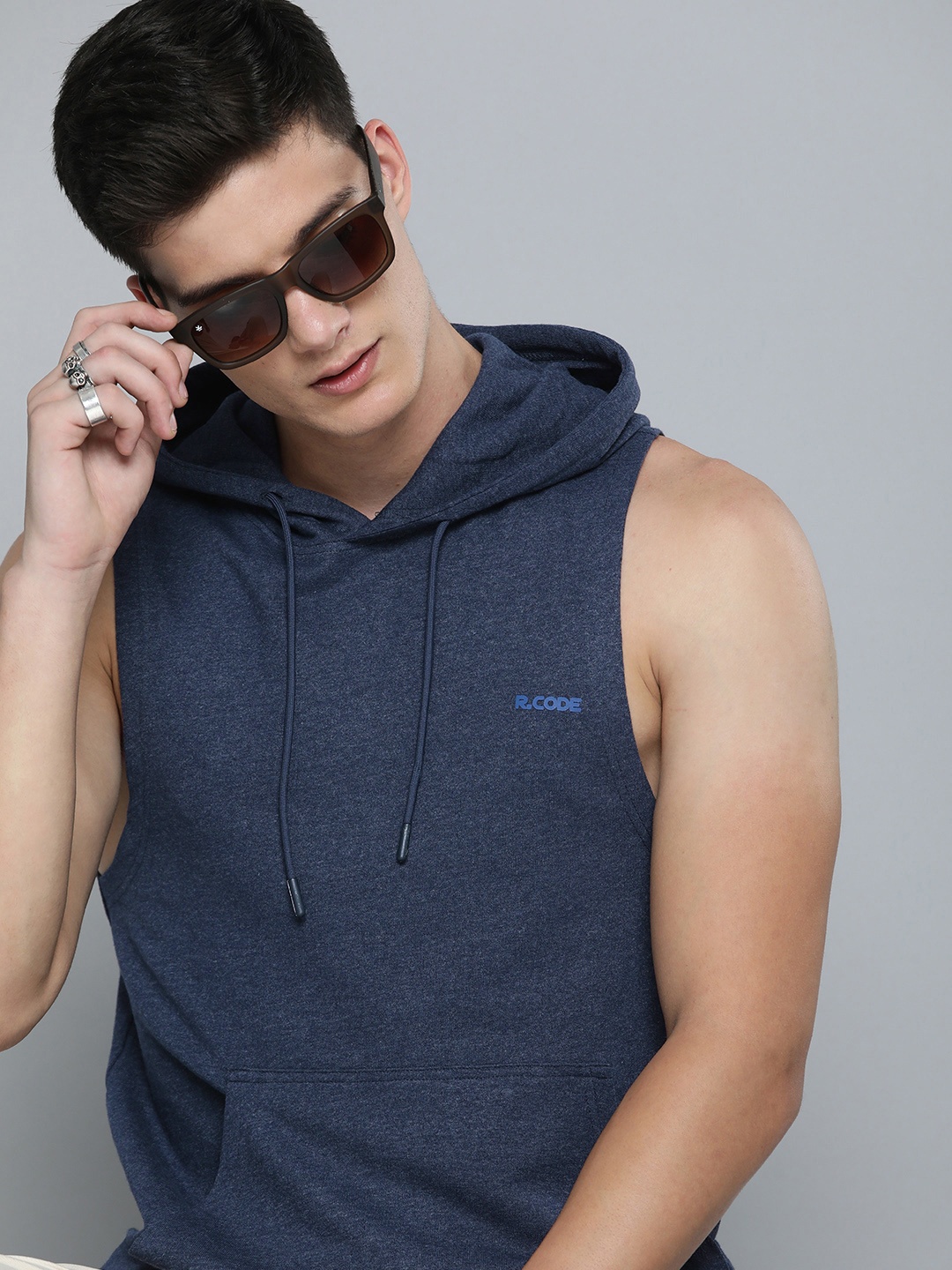 

R.Code by The Roadster Life Co. Men Hooded Sweatshirt, Navy blue