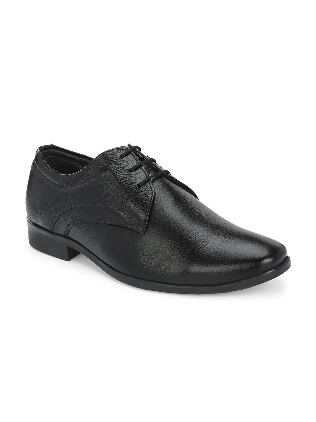 

Azzaro Black Men Leather Formal Derbys